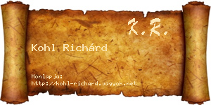 Kohl Richárd névjegykártya